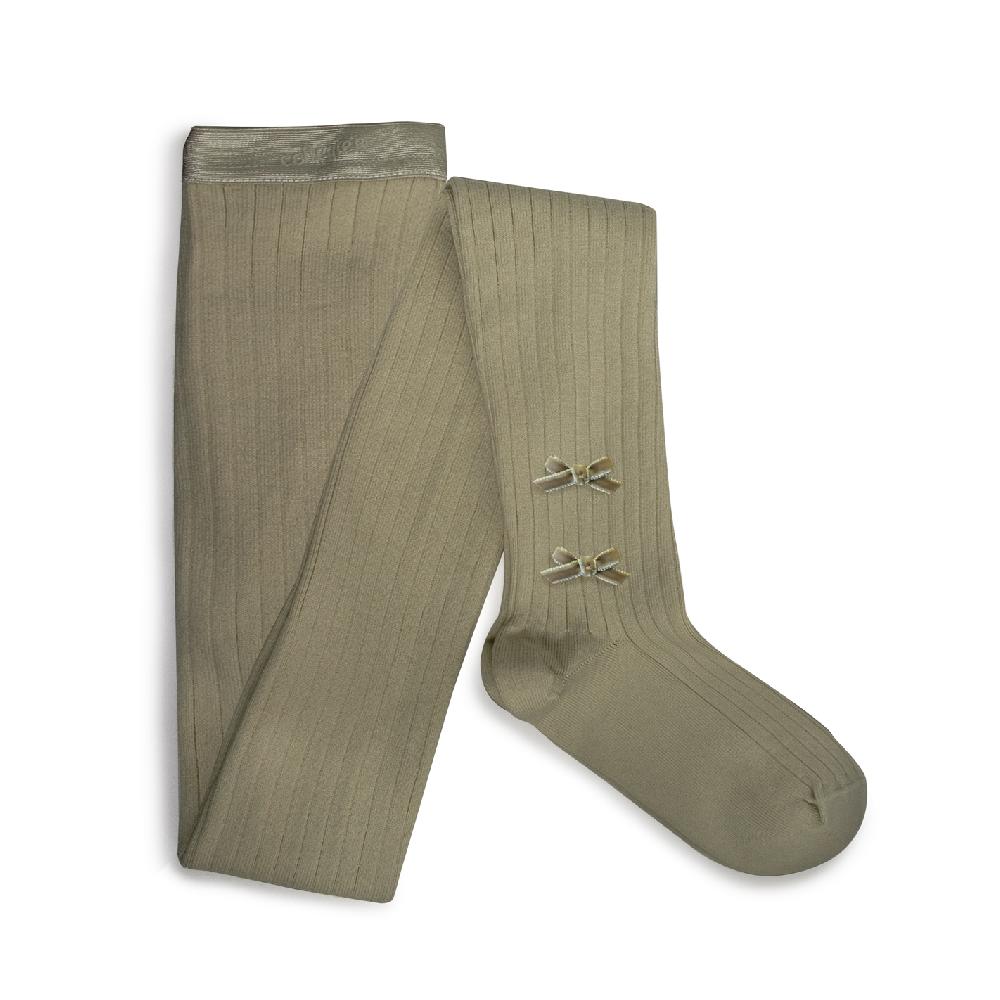 collégien Capucine - Collants à côtes avec nœud en velours - Sauge collégien Capucine - Collants à côtes avec nœud en velours - Sauge