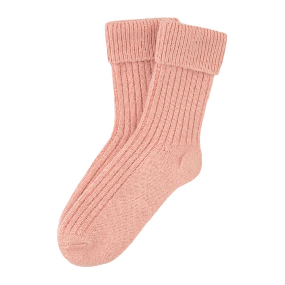 collégien Chalet - Chaussettes à côtes en laine chaude avec revers - Abricot