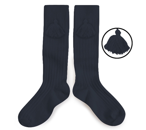 collégien Chaussettes hautes à côtes avec flochettes - Nuit Etoilée