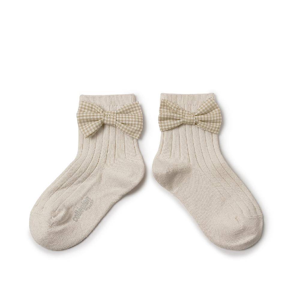 collégien Colette - Chaussettes courtes avec noeud Vichy - Doux Agneaux