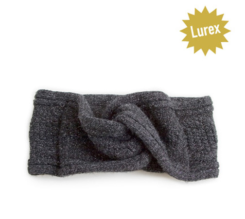 collégien Bandeau torsade laine brillante - Poivre