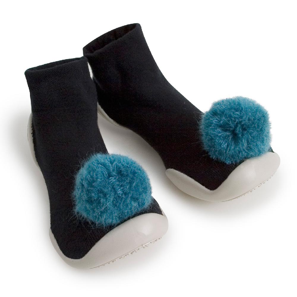 collégien Chaussons avec pompons Bleu