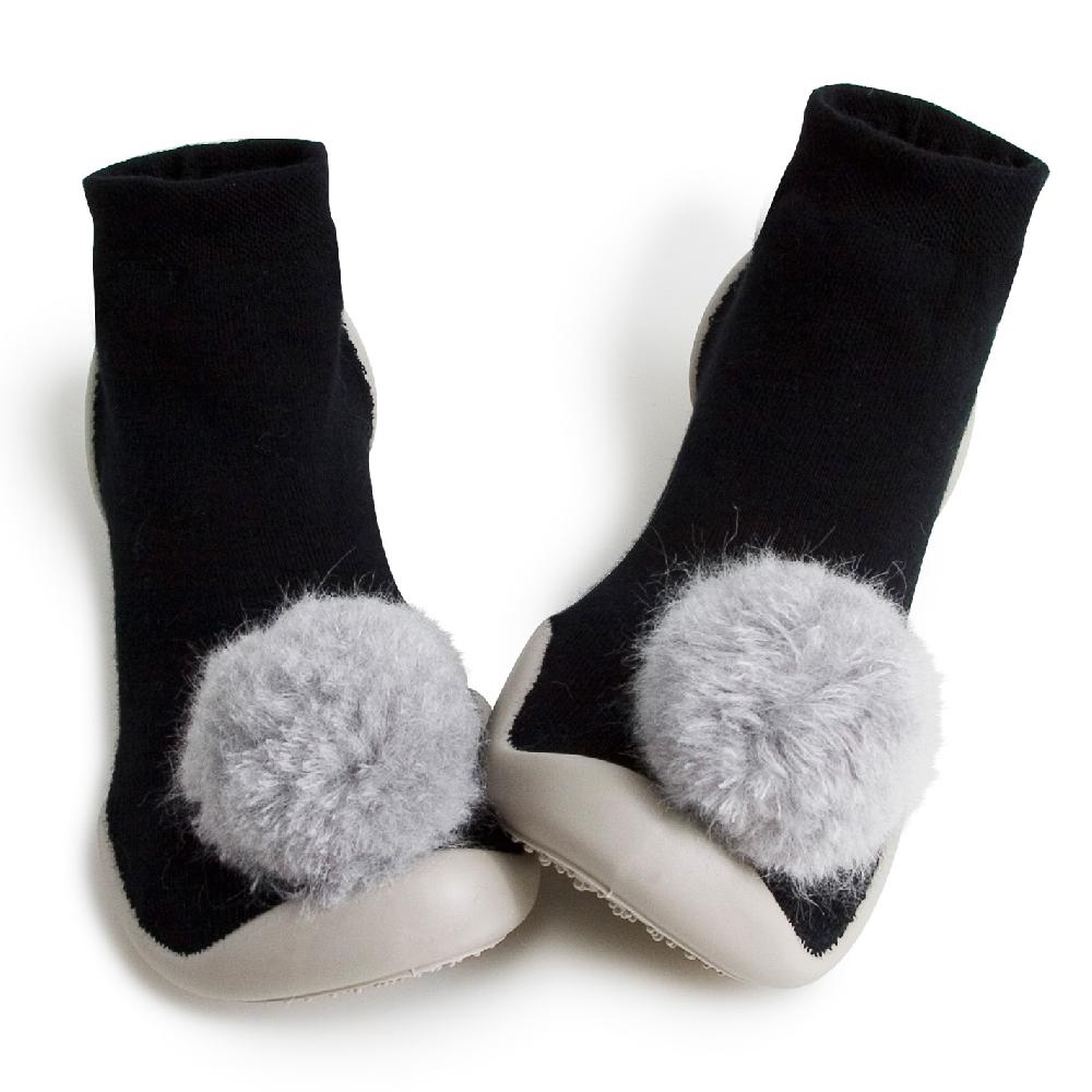 collégien Chaussons avec pompons Gris
