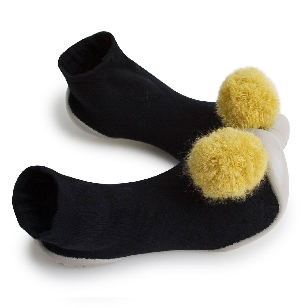 collégien Chaussons avec pompons Jaune