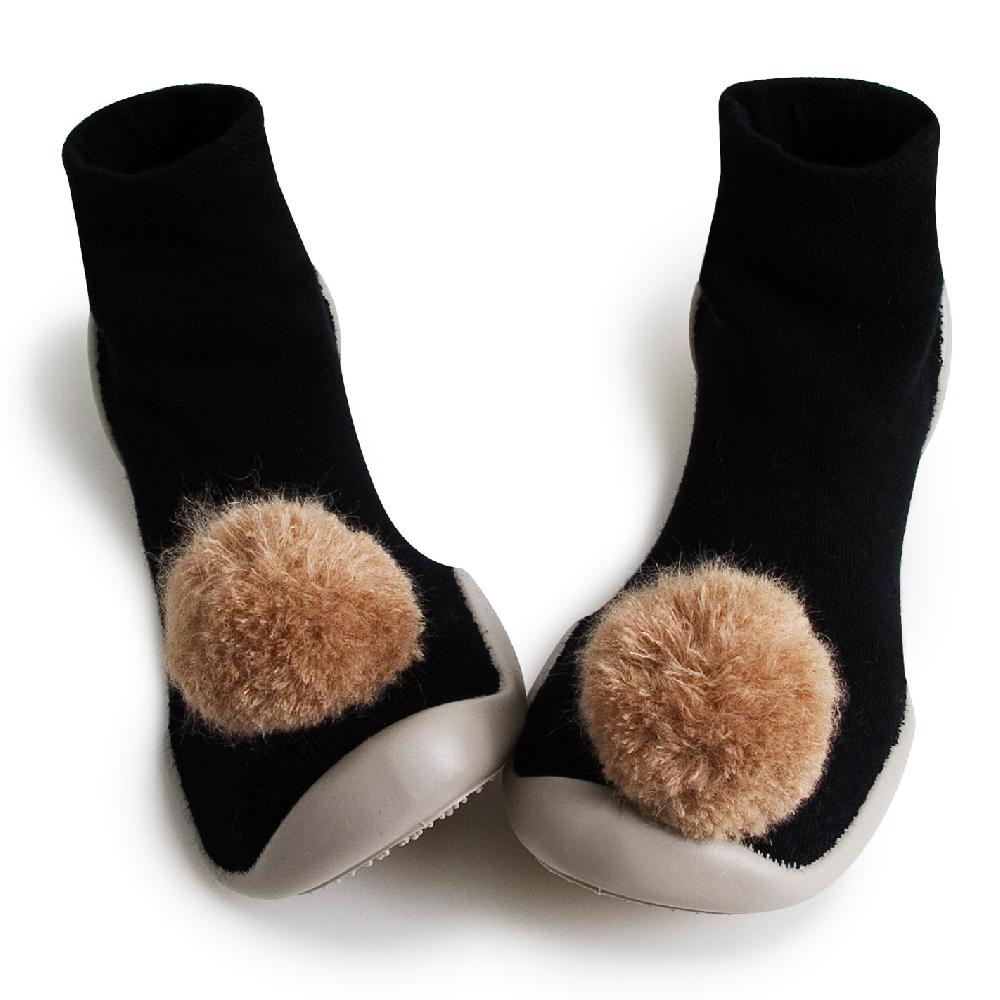 collégien Chaussons avec pompons Marron