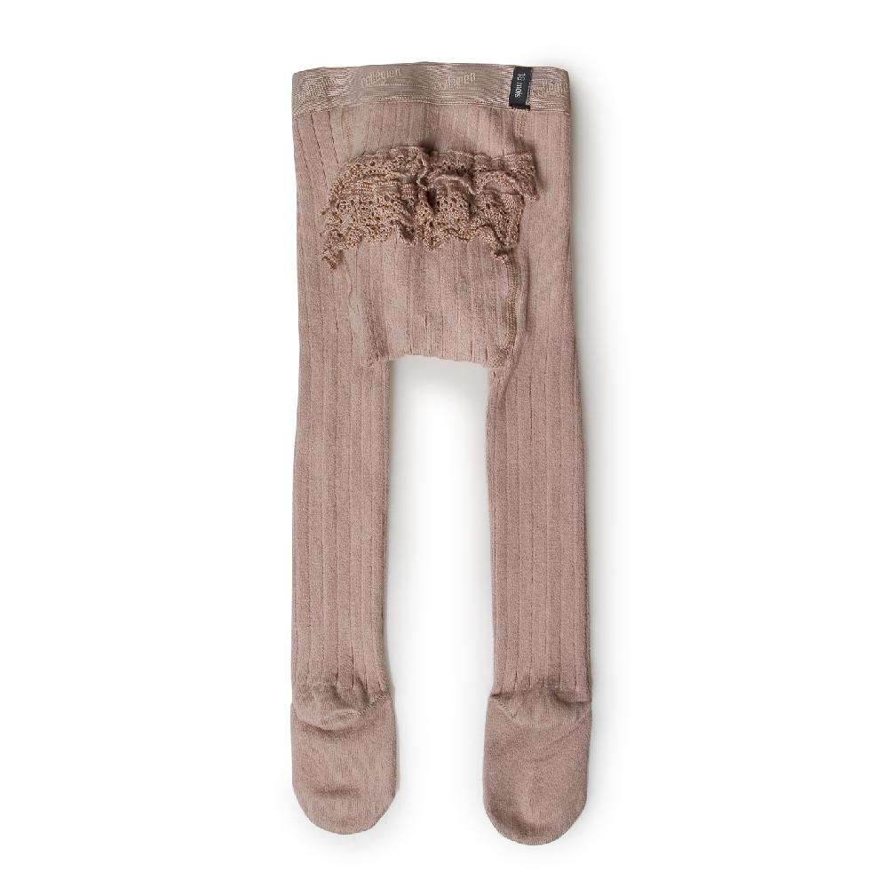 collégien Colombe - Collants à côtes culotte avec dentelle - Vieux Rose