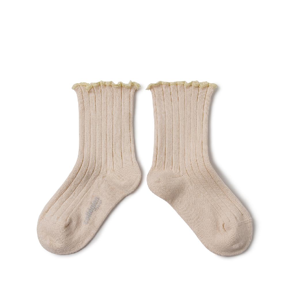 collégien Delphine - Chaussettes à côtes avec bord ondulé - Sorbet collégien Delphine - Chaussettes à côtes avec bord ondulé - Sorbet