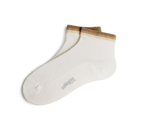 collégien Iris - Chaussettes courtes en maille piquée avec liseré brillant - Doux Agneaux