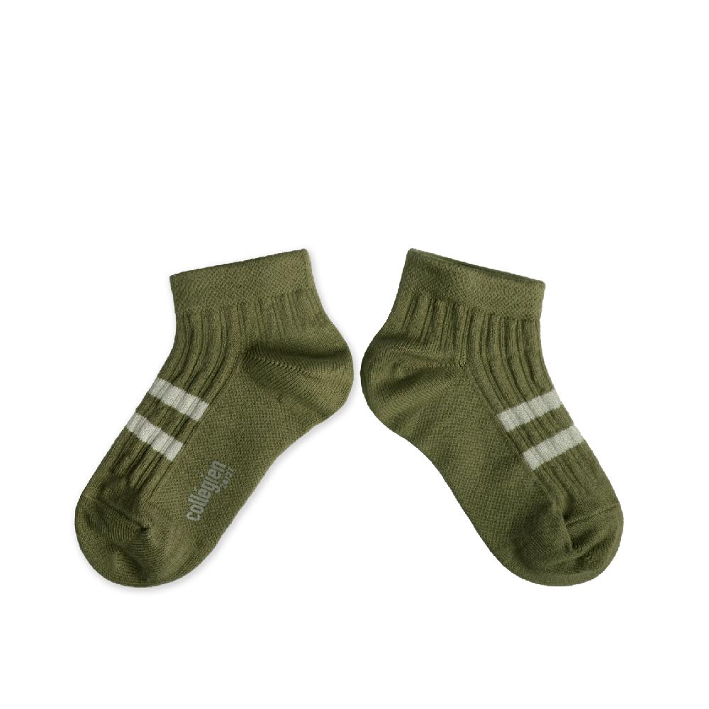 collégien Maé - Chaussettes ultra-courtes rayées - Olive du Lubéron collégien Maé - Chaussettes ultra-courtes rayées - Olive du Lubéron