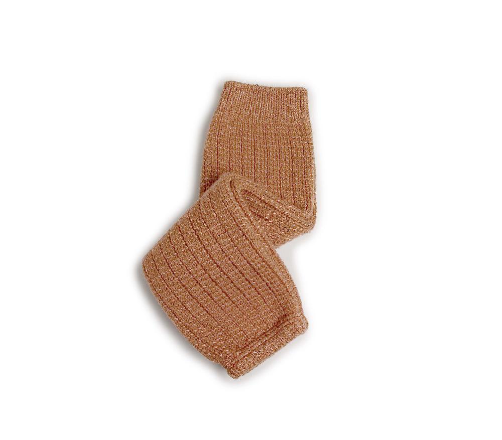 collégien Marie-Hélène - Guêtres à côtes brillantes en laine Mérinos - Caramel au beurre salé