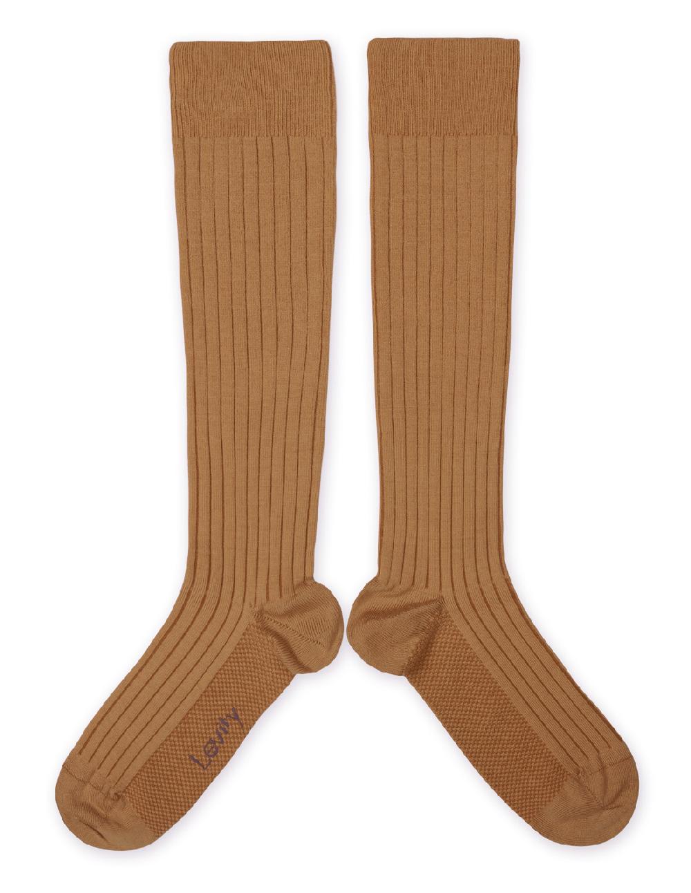collégien Maxime - Chaussettes énergisantes Lévity à côtes en laine Mérinos - Caramel au Beurre Salé