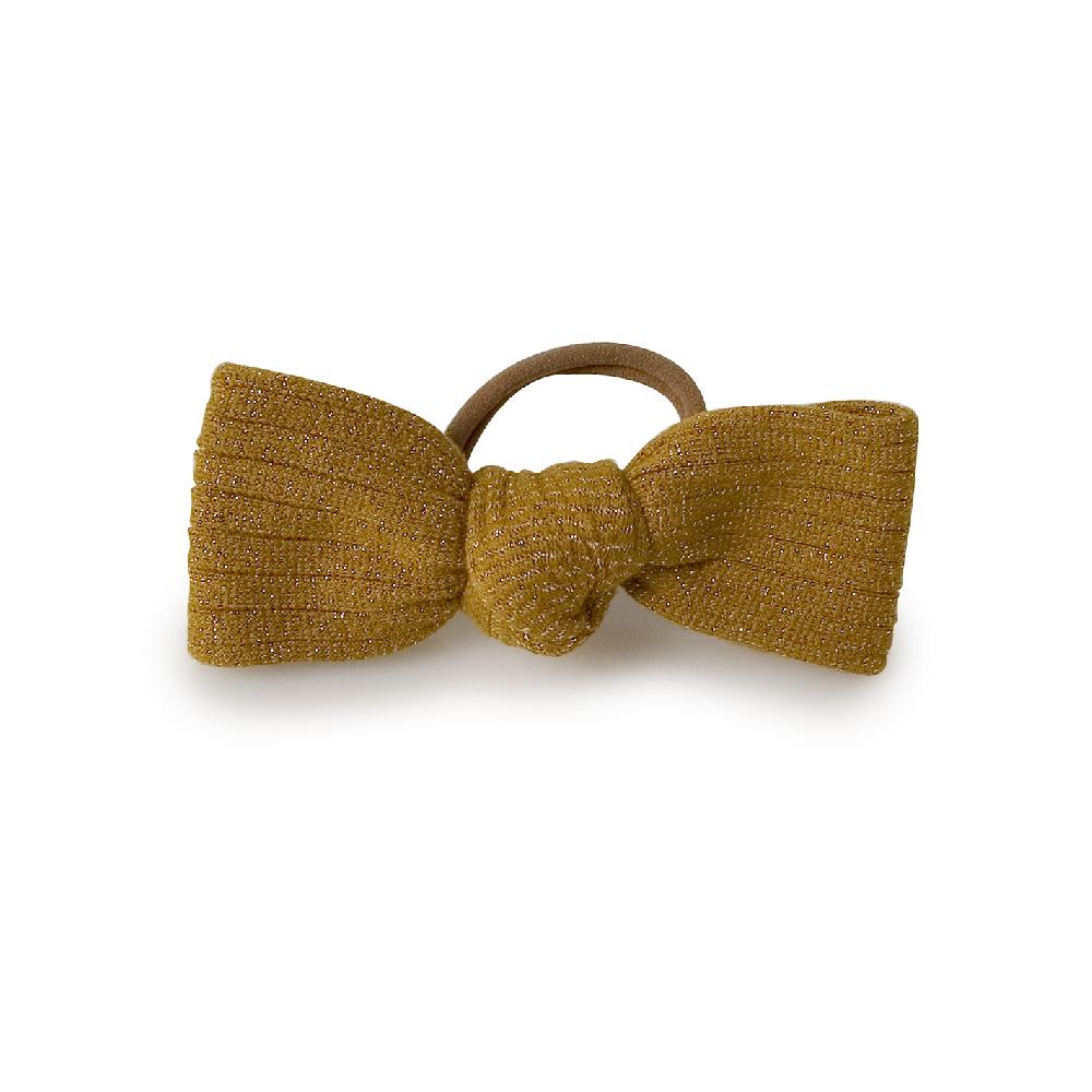 collégien Maylis - Noeud élastique brillant pour cheveux upcyclé - Moutarde de Dijon