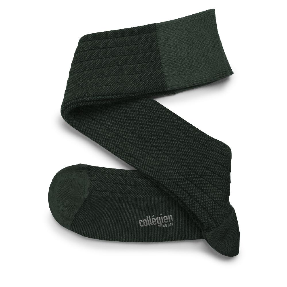collégien Monsieur Grain De Caviar - Chaussettes hautes à côtes rétro - Vert Forêt