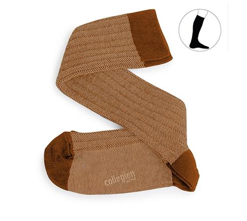 collégien Monsieur Rétro - Chaussettes hautes à côtes rétro - Moutarde