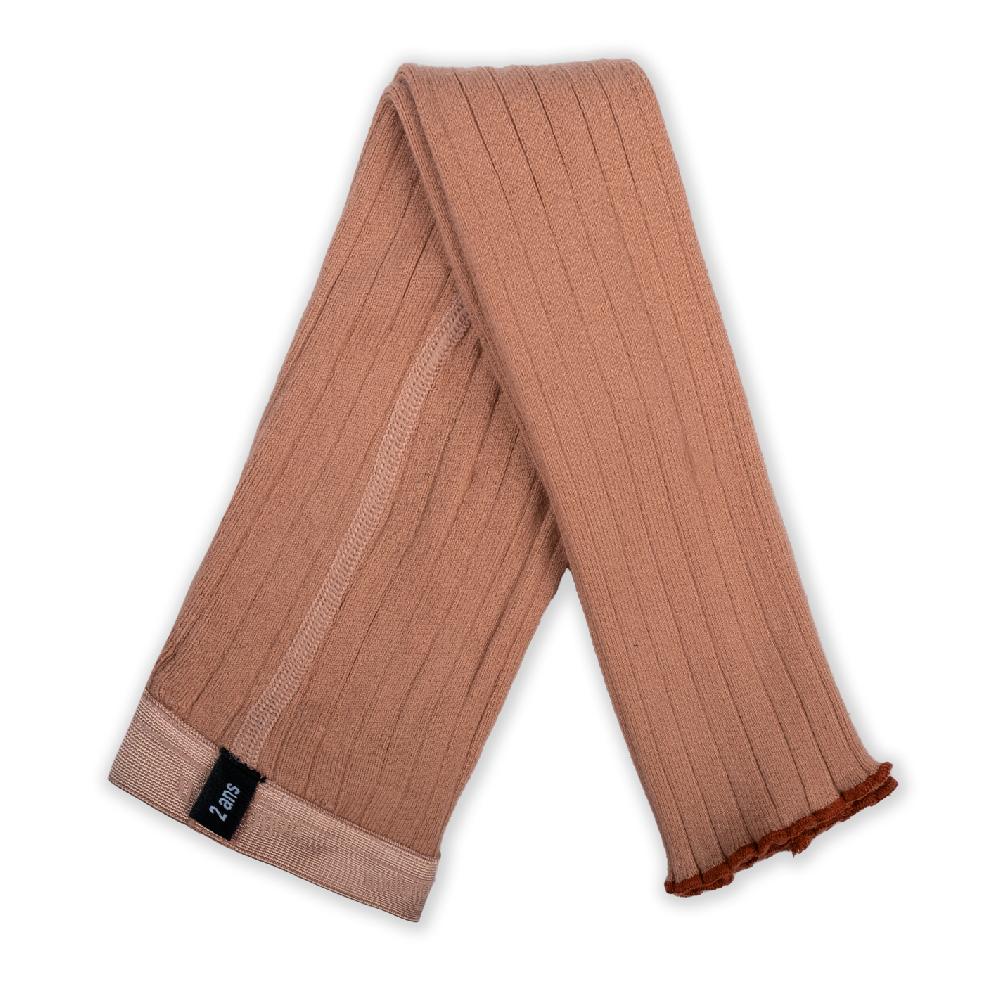 collégien Séverine - Collants à côtes sans pied avec bords ondulés - Bois de Rose