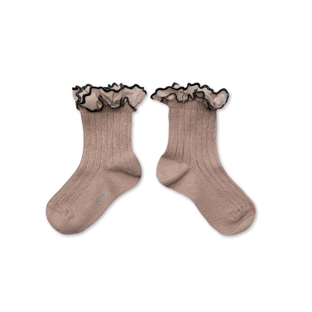 collégien Suzanne - Chaussettes courtes avec volant croquet - Vieux Rose