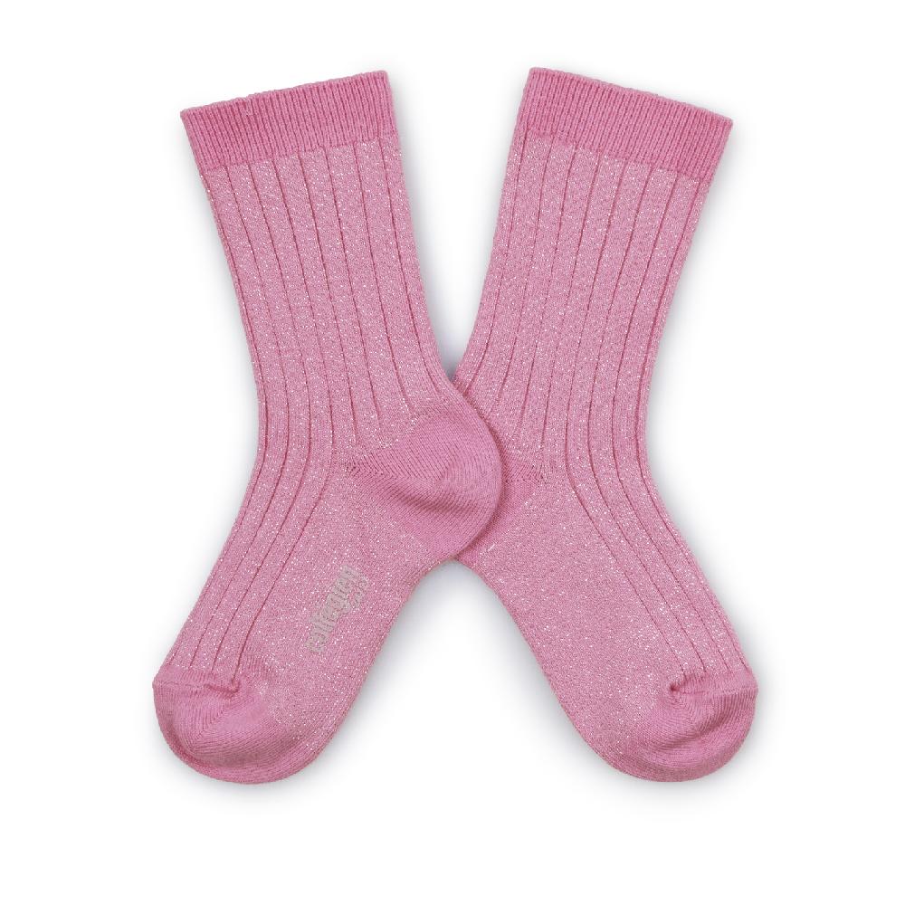 collégien Victoire - Chaussettes à côtes brillantes - Rose Bonbon collégien Victoire - Chaussettes à côtes brillantes - Rose Bonbon