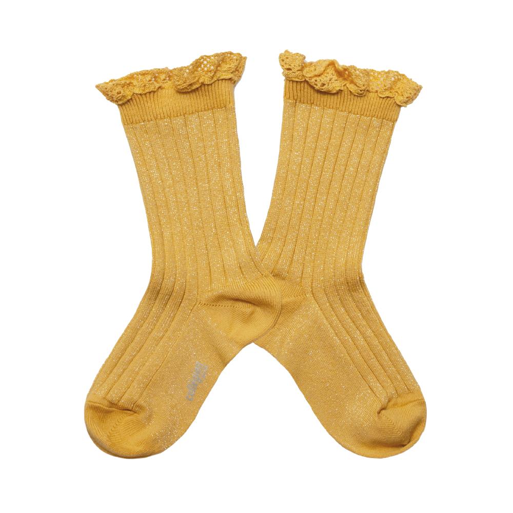 collégien Victorine - Chaussettes brillantes avec dentelle - Camomille