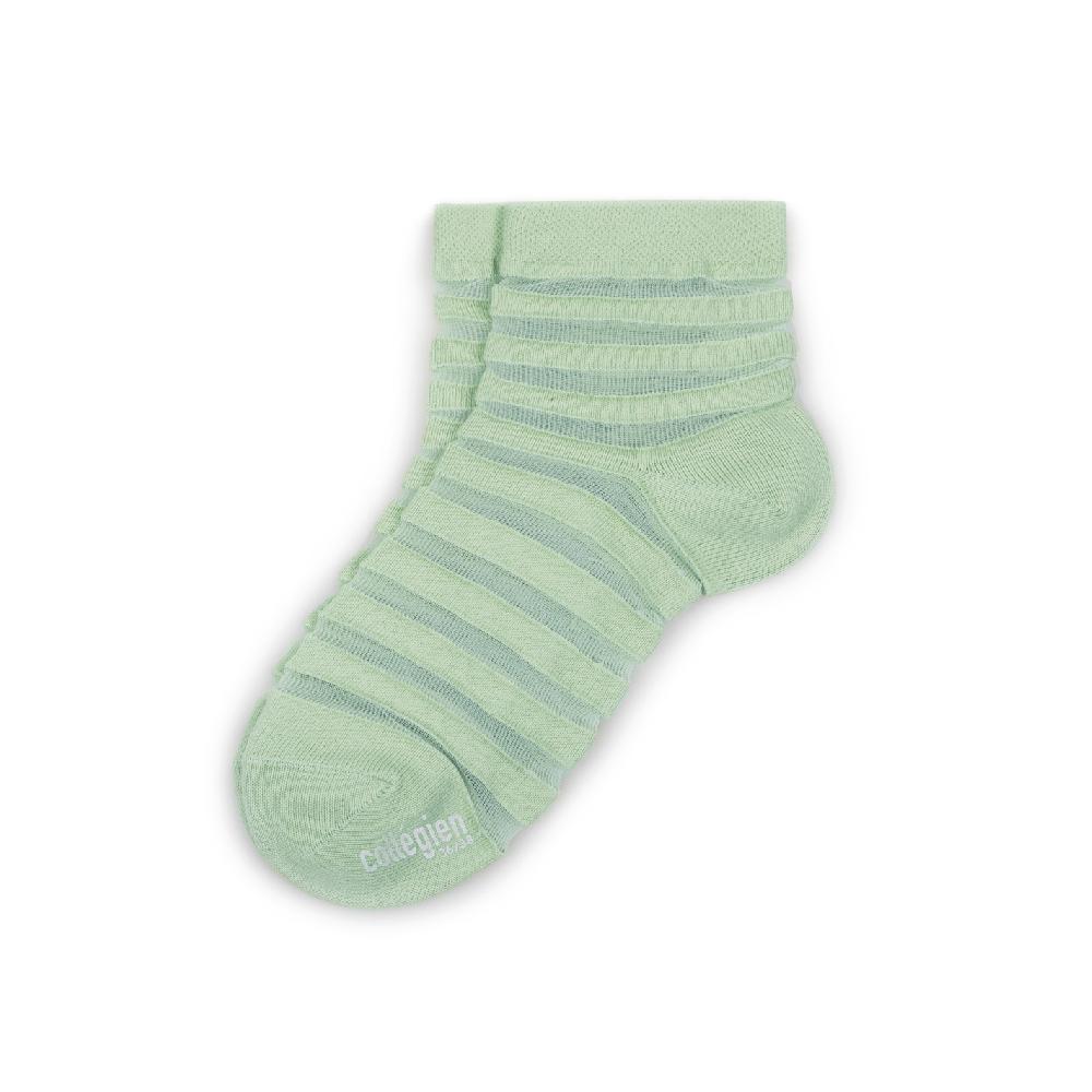 collégien Zoé - Chaussettes courtes à rayures transparentes - Verveine