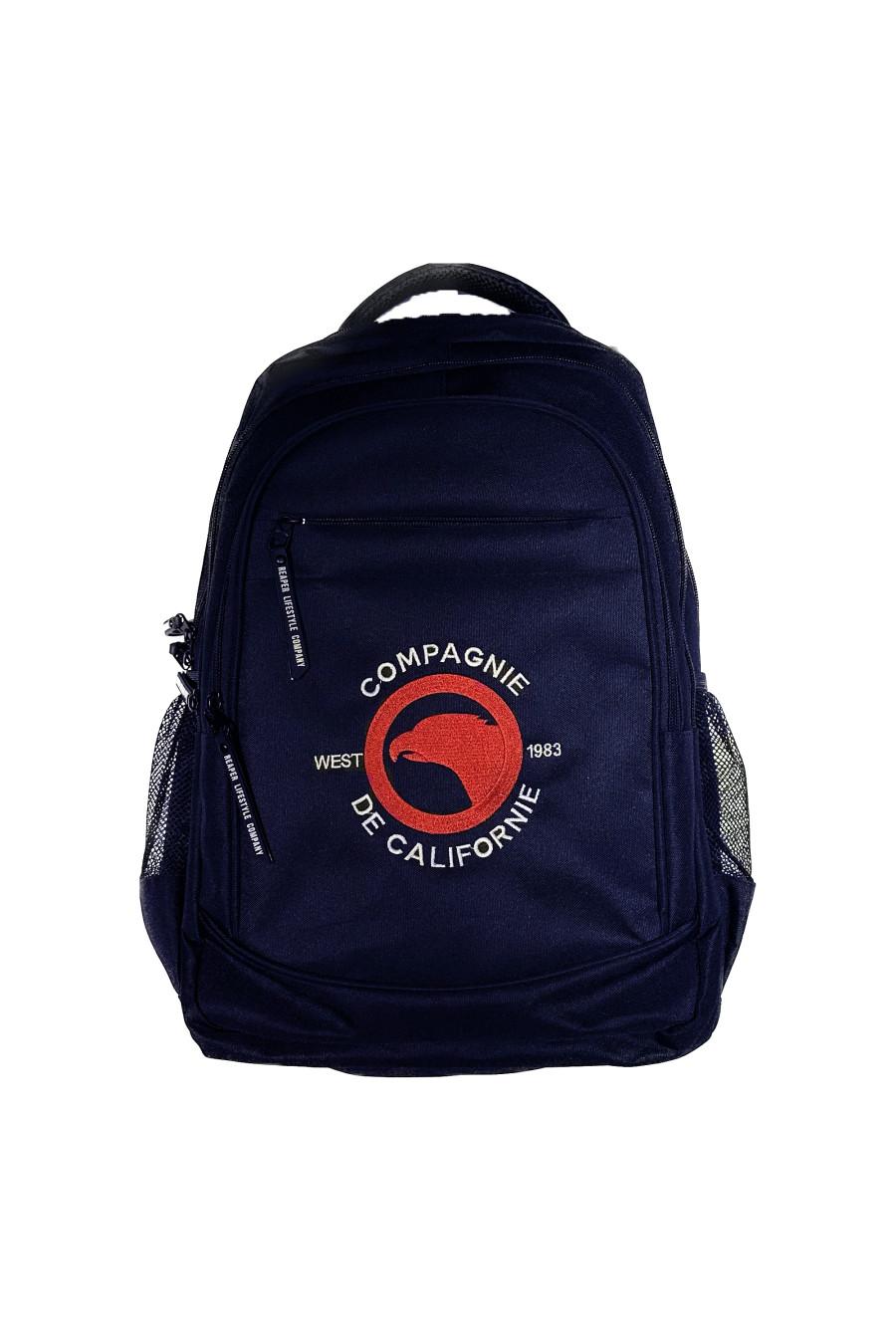 compagnie de californie SAC A DOS / CARTABLE GRAND LOGO LABEL BLEU MARINE