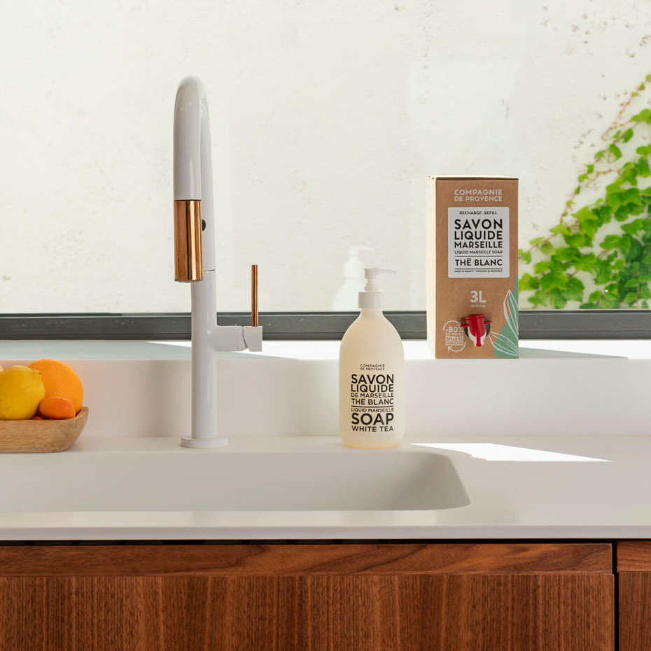 Compagnie De Provence Eco-Recharge 3L - Savon Liquide De Marseille Thé Blanc - La Compagnie De Provence