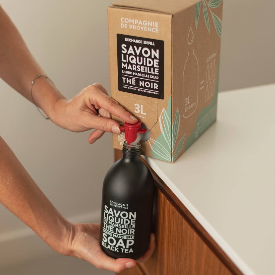 Compagnie De Provence Eco-Recharge 3L - Savon Liquide De Marseille Thé Noir - La Compagnie De Provence