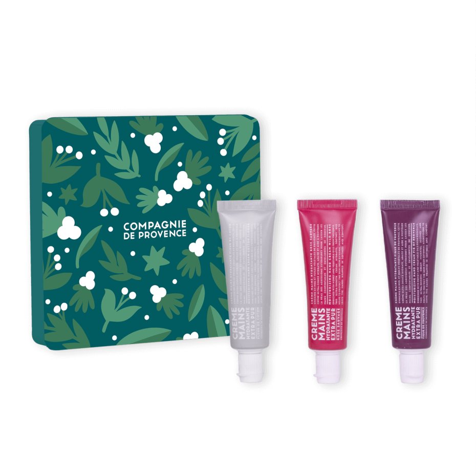 compagnie de provence Trio Crème Mains Figue Rose Coton - Coffret Soin Mains - La Compagnie de Provence