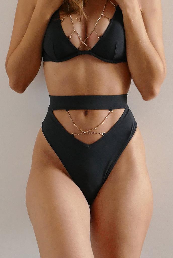 Cosmogonie Tanga Noir - Bijoux- Strass - Élégant Et Audacieux - LOV – Cosmogonie Paris