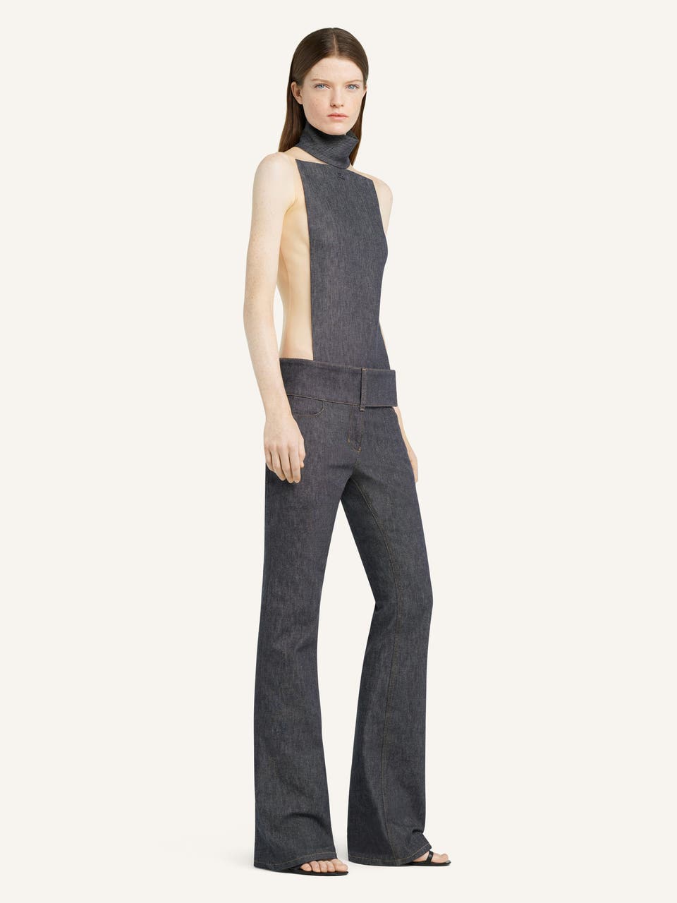 Courrèges BODY CARRÉ MAGIQUE COL MONTANT DENIM