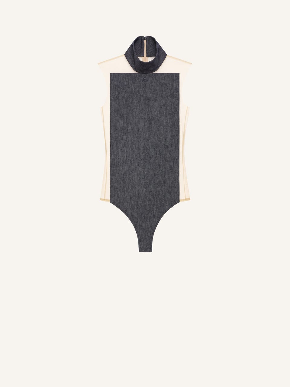 courrèges BODY CARRÉ MAGIQUE COL MONTANT DENIM