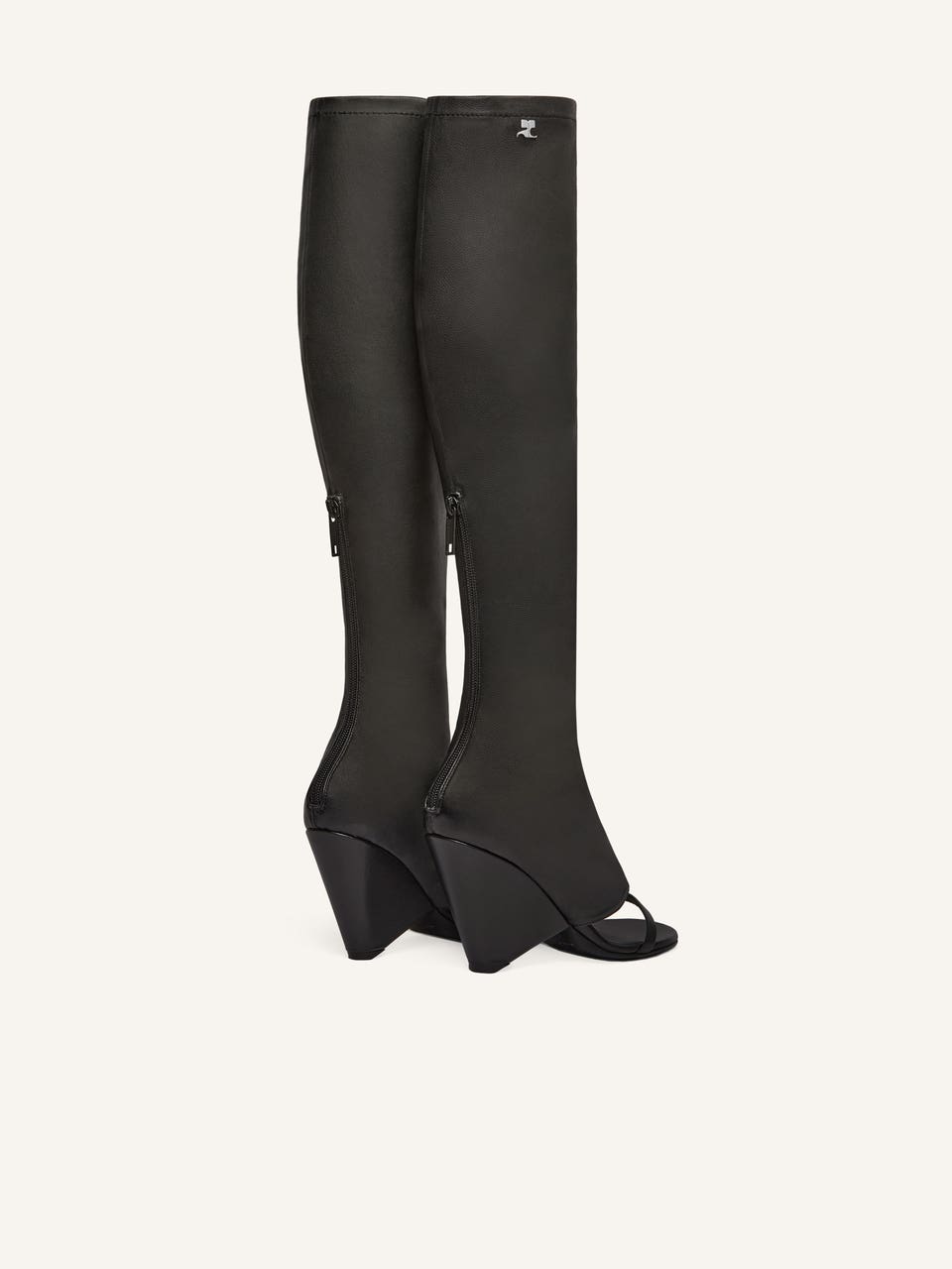 Courrèges BOTTES COMPENSÉES OBLIQUES EN CUIR