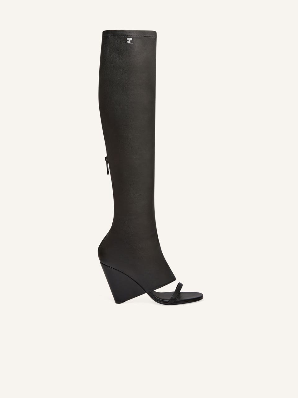 courrèges BOTTES COMPENSÉES OBLIQUES EN CUIR