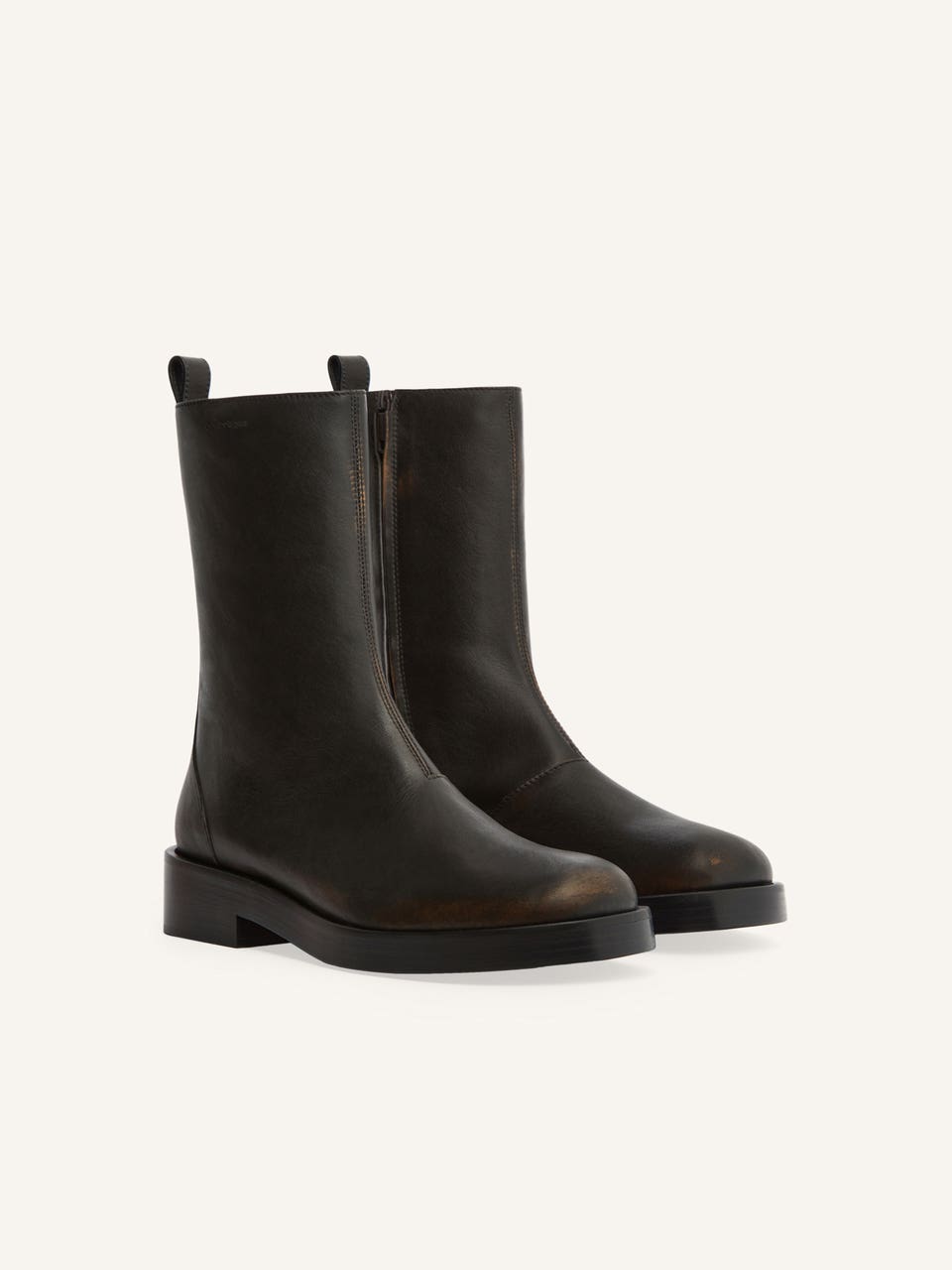 Courrèges BOTTES EN CUIR PATINÉ