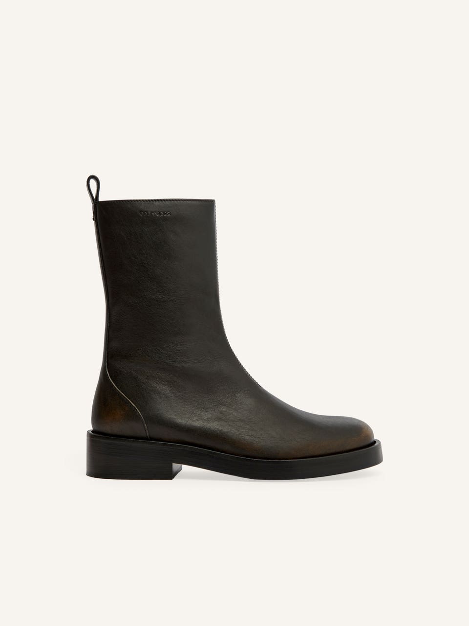 courrèges BOTTES EN CUIR PATINÉ