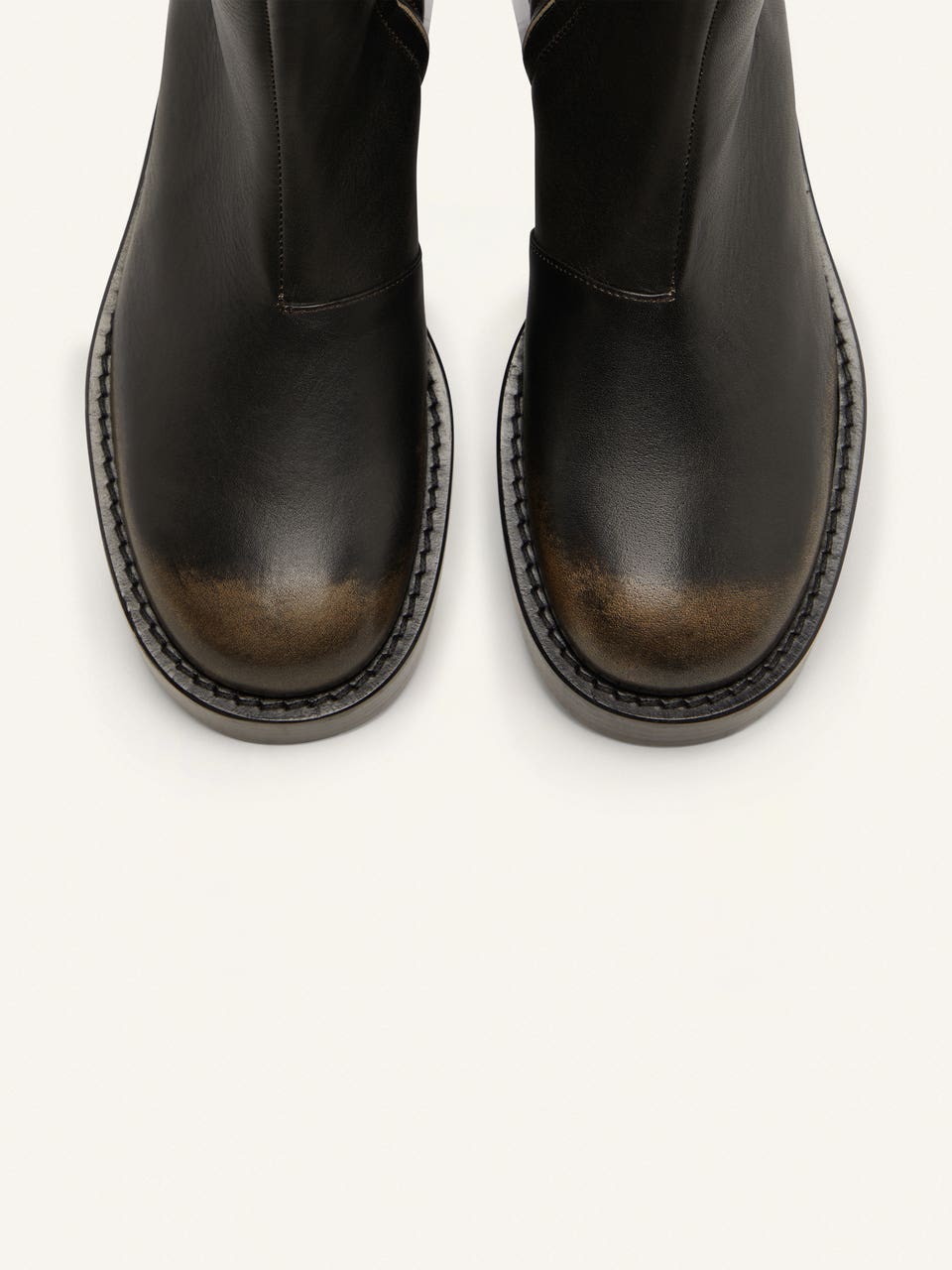 Courrèges BOTTINES RIDER EN CUIR PATINÉ