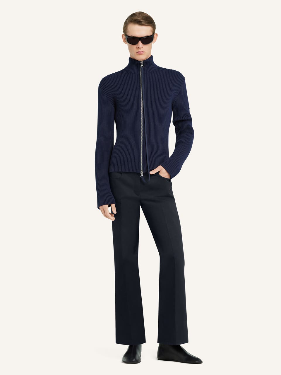 Courrèges CARDIGAN ZIPPÉ CÔTELÉ