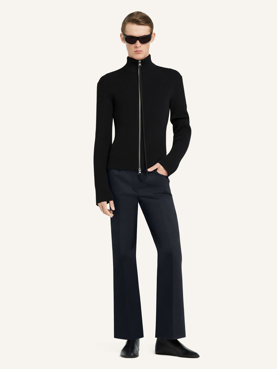 Courrèges CARDIGAN ZIPPÉ CÔTELÉ