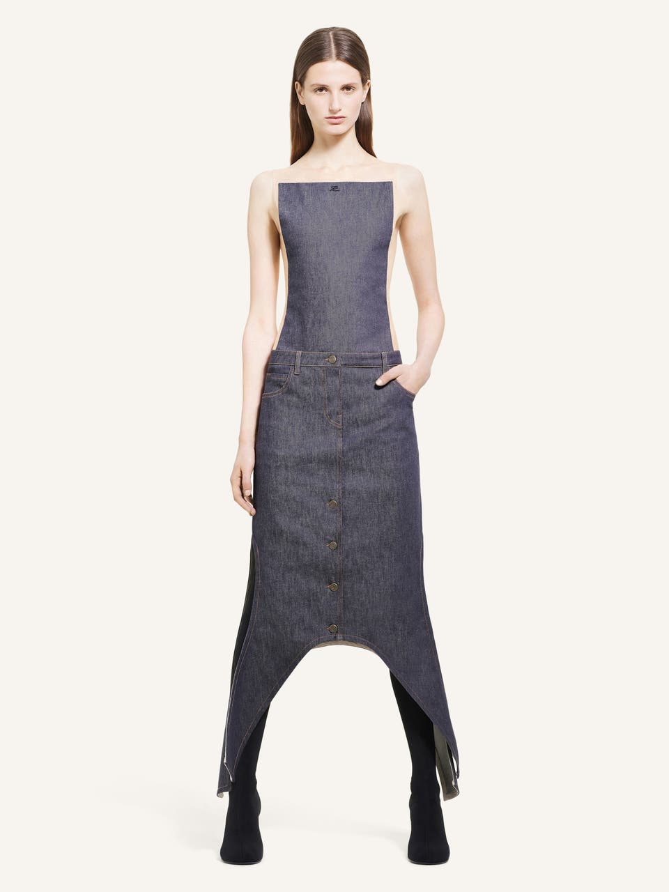 Courrèges JUPE LONGUE INVERSÉE EN DENIM