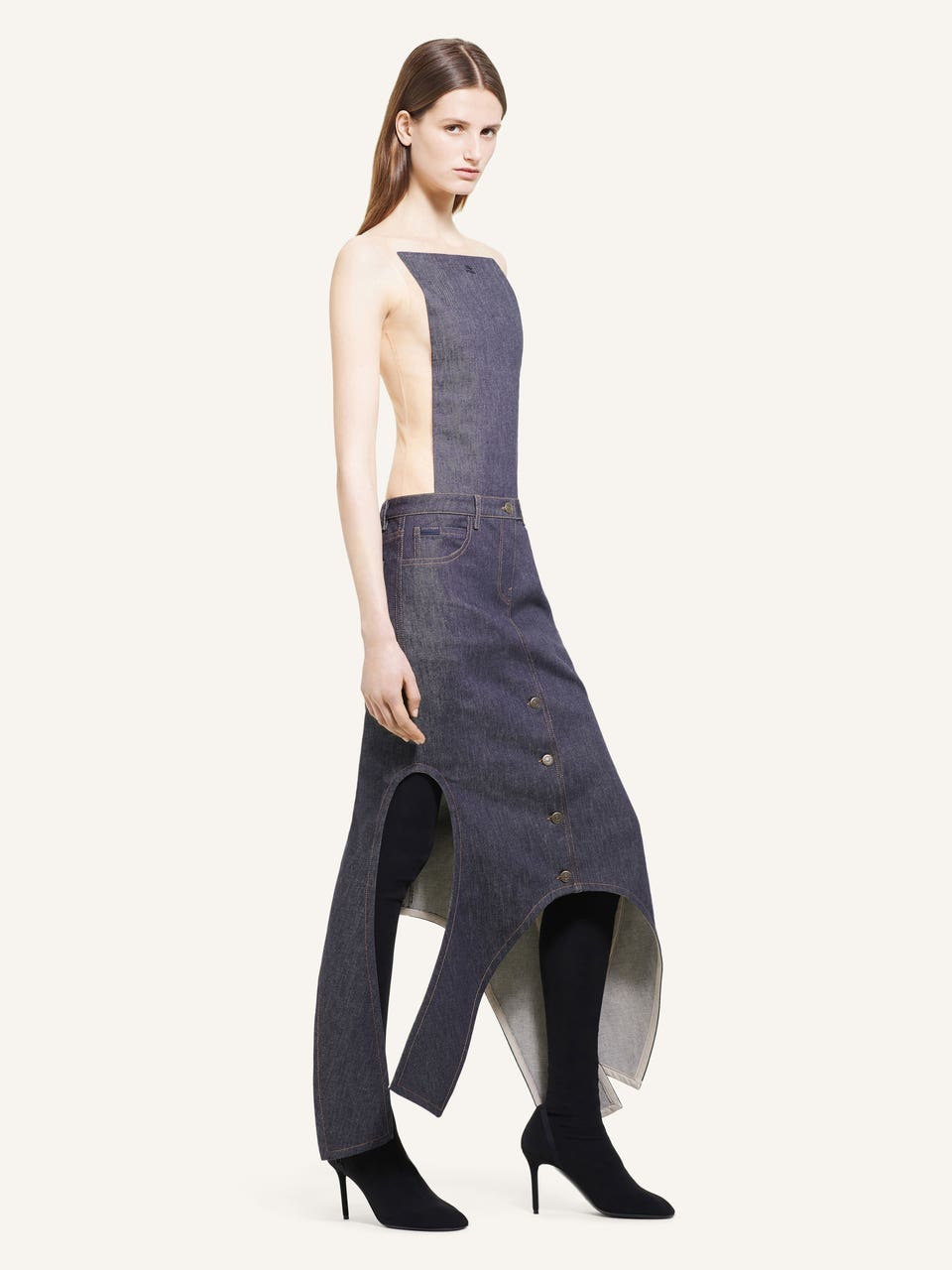 Courrèges JUPE LONGUE INVERSÉE EN DENIM