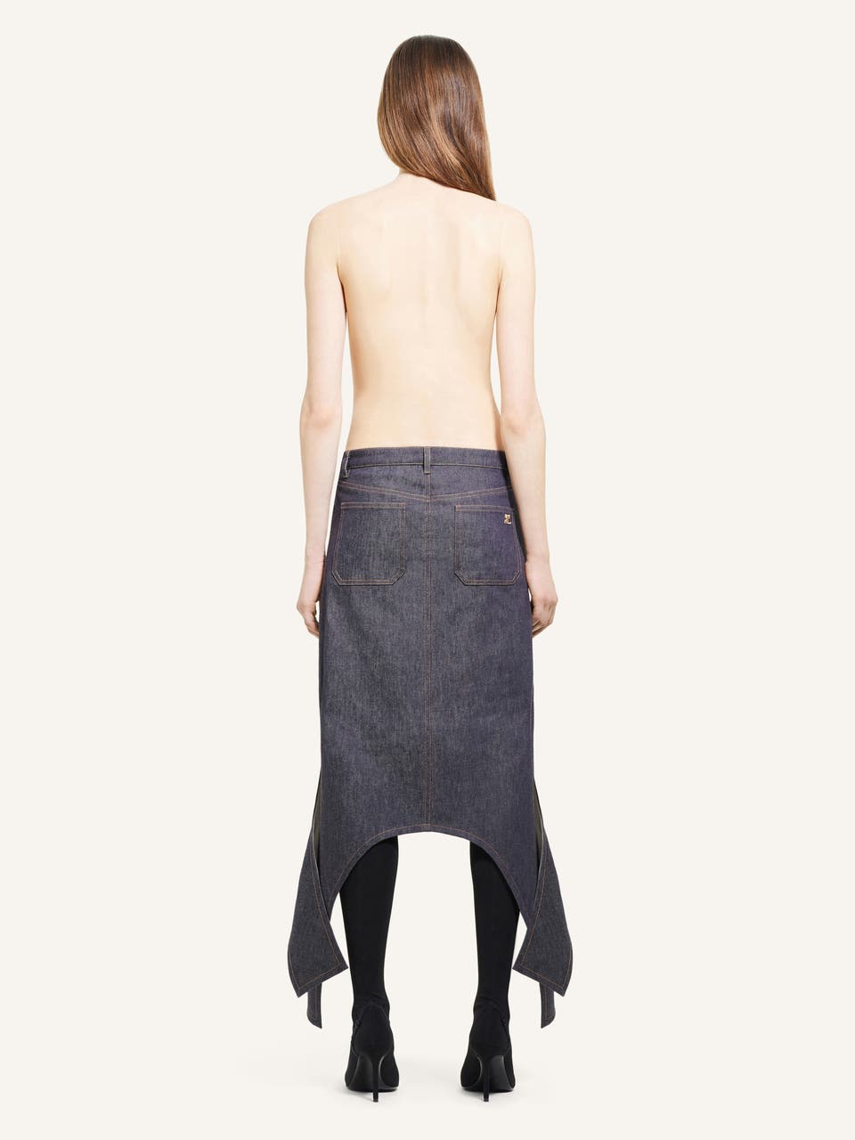 Courrèges JUPE LONGUE INVERSÉE EN DENIM