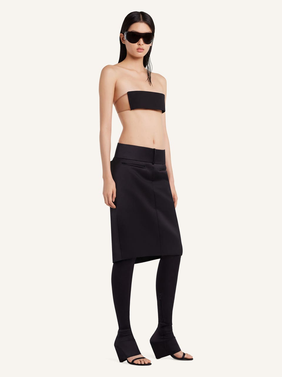 Courrèges JUPE OBLIQUE EN SATIN