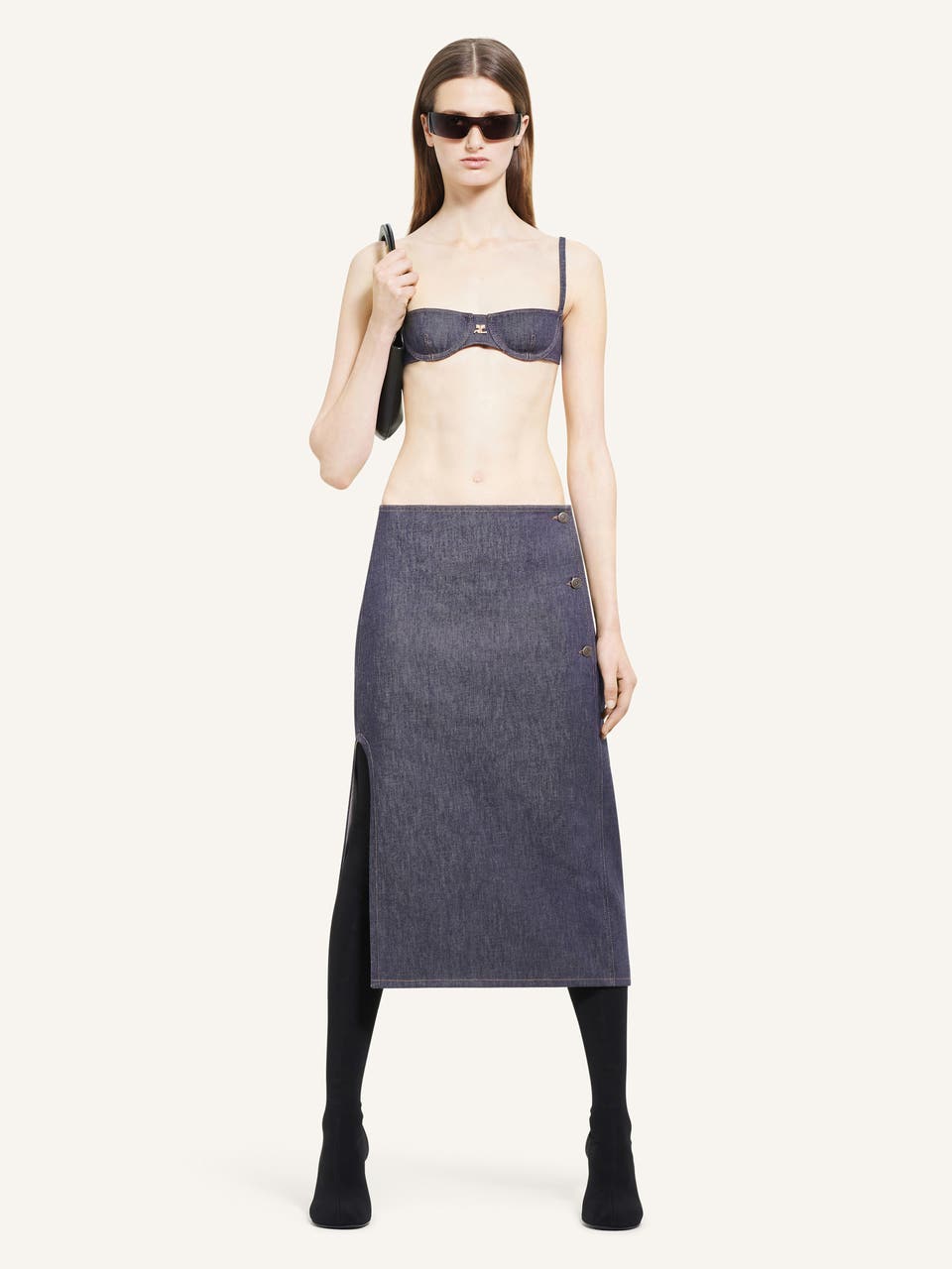 Courrèges JUPE POCHE CENTRALE EN DENIM