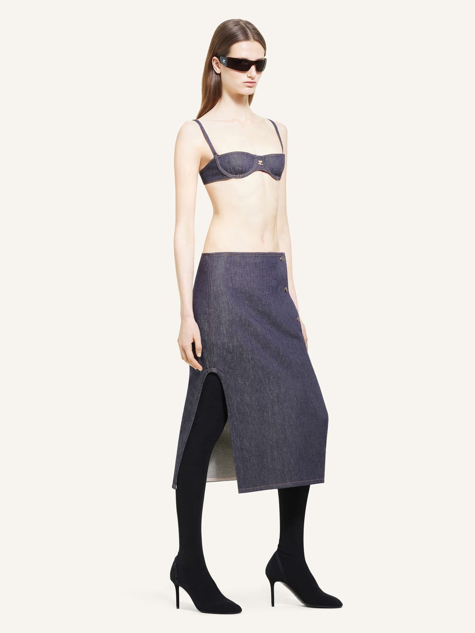 Courrèges JUPE POCHE CENTRALE EN DENIM