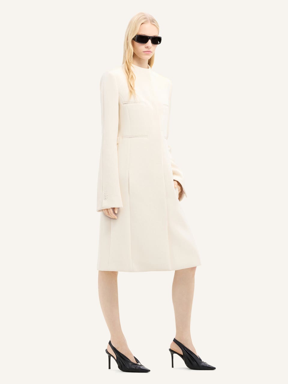 Courrèges MANTEAU HÉRITAGE COL OFFICIER EN CRÊPE