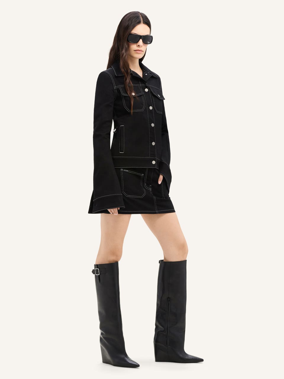 Courrèges MINI JUPE 2 POCHES EN DENIM SURPIQUÉ