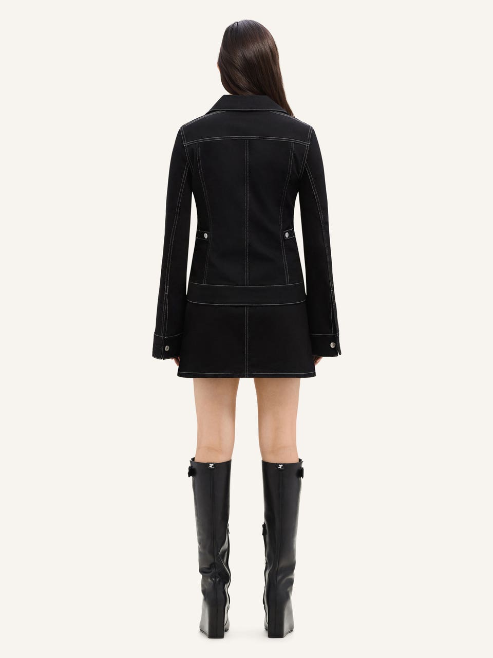 Courrèges MINI JUPE 2 POCHES EN DENIM SURPIQUÉ