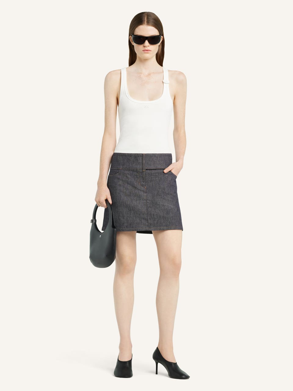 Courrèges MINI JUPE CEINTURÉE EN DENIM