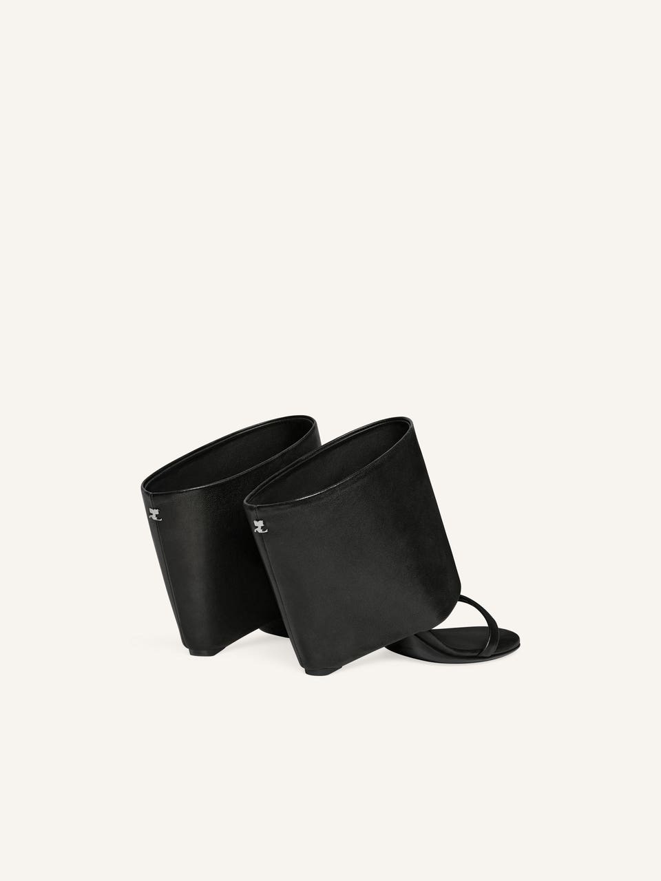 Courrèges MULES COMPENSÉES OBLIQUES EN CUIR