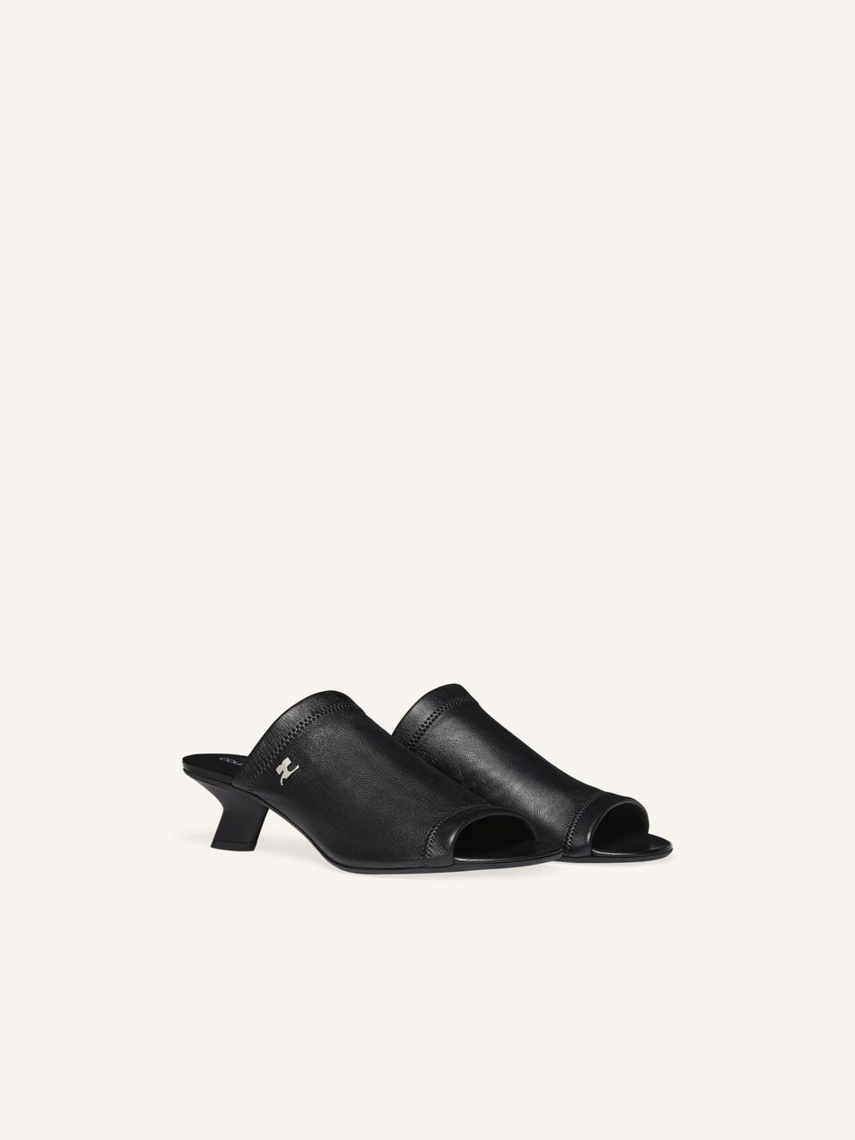 Courrèges MULES WET À TALON EN CUIR STRETCH