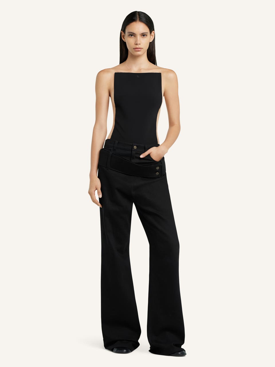 Courrèges PANTALON EN DENIM CEINTURE DOUBLE